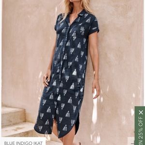 Garnet Hill Linen Midi shirt dress. Size Medium